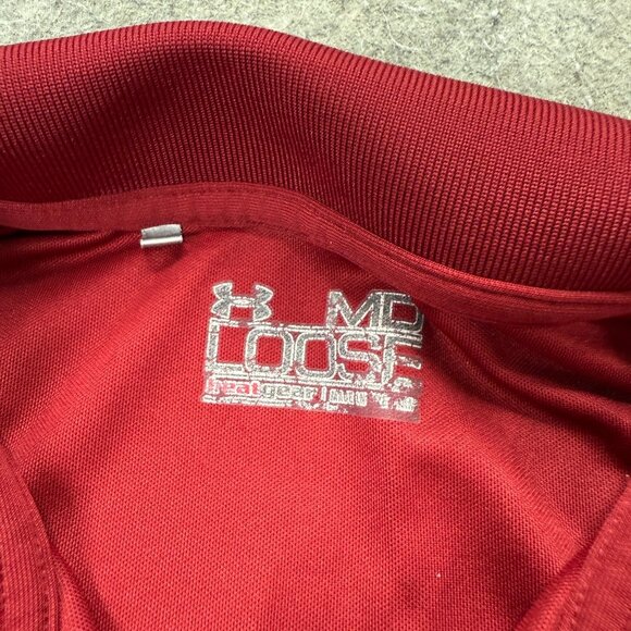 South Carolina Gamecocks Under Armour Polo Shirt Men M Red Loose Performance - Picture 5 of 13